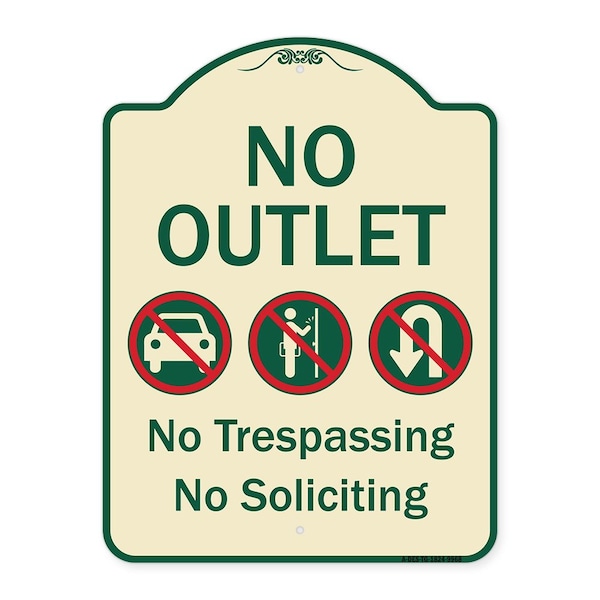 Signmission Designer Series-No Outlet No Trespassing Or Soliciting With No Car And No U-tu, 24" H, TG-1824-9968 A-DES-TG-1824-9968 - main